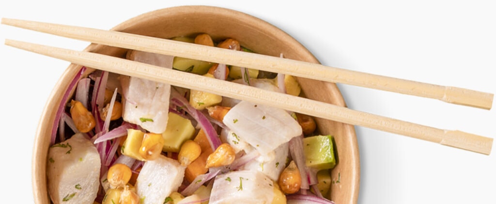 ceviche con leche de tigre en soy sushi